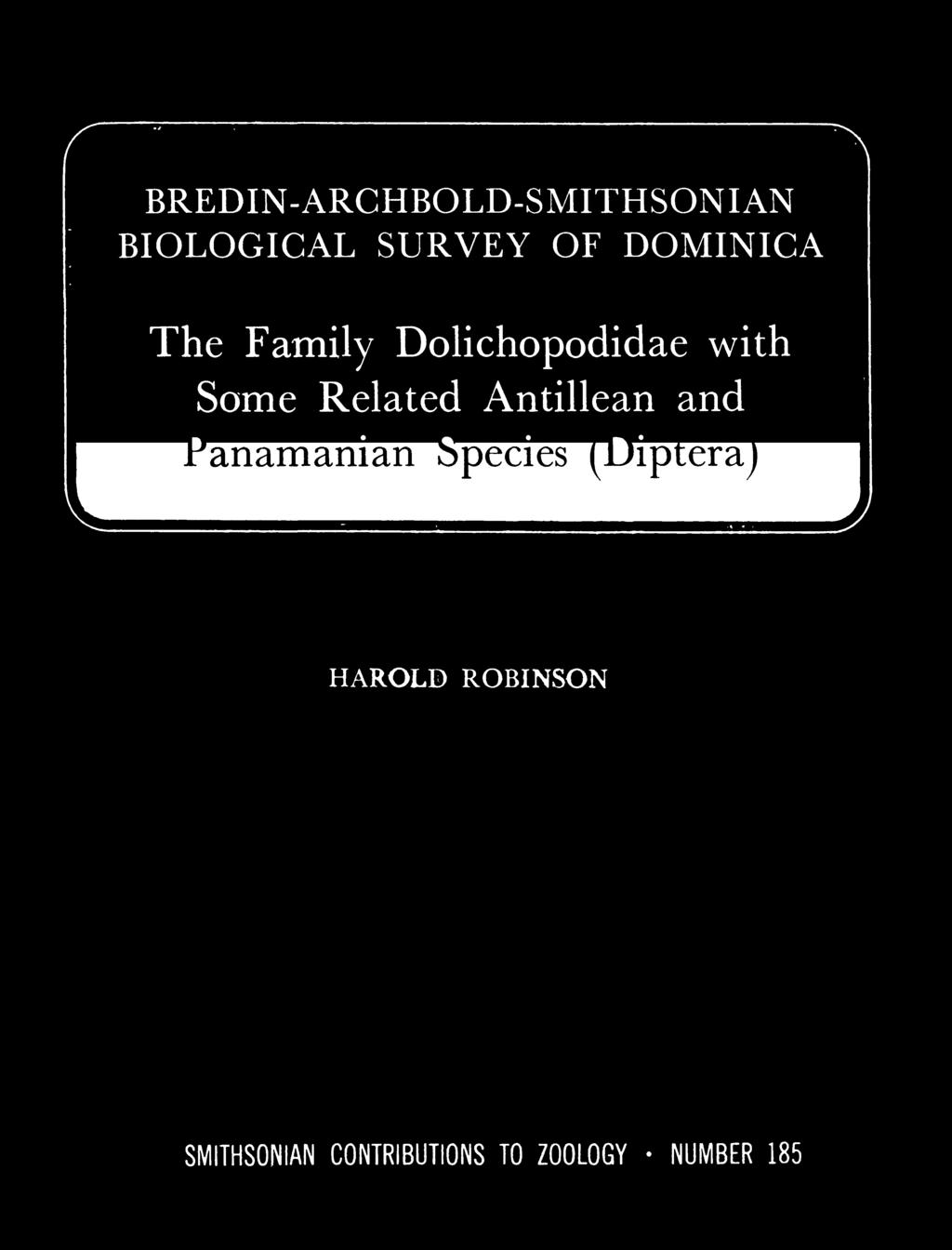Species (Diptera) HAROLD ROBINSON