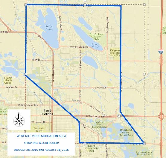 On August 28th/31st Larimer County Department of Health and the City of Fort Collins worked together to provide adult mosquito control operations in response to elevated public health