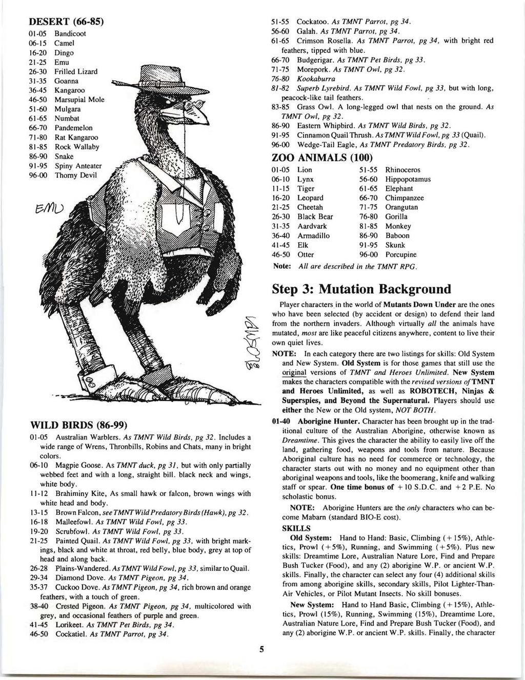 DESERT (66-85) 51-55 Cockatoo. As TMNT Parrot, pg 34.