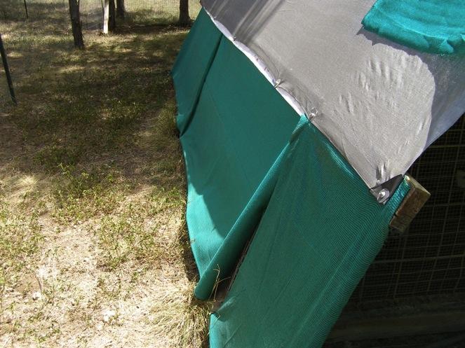 Keeping My Coops Cooler I found that shade cloth does not let through a whole lot of air, so I hung it only from the top edge so the wind could