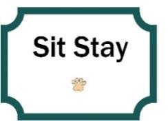 Sit Stay: Immediately after passing the Finish sign, the team proceeds to this sign. The dog is placed in sit. The handler commands and/or signals the dog to stay.