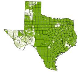 Suitable Habitat in Texas 134 Million Acres 79% of Texas Areas