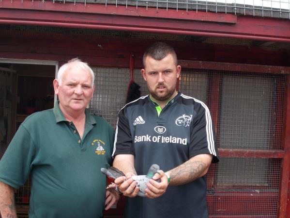 together at 06-00am and the winning pigeon was clocked by the partnership of McCormack & O Donoghue (see photo) to win 1st club 1st Munster Federation 228 birds and 1st Irish North Road National 436
