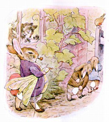 When old Mr. Bunny had driven the cat into the greenhouse, he locked the door.