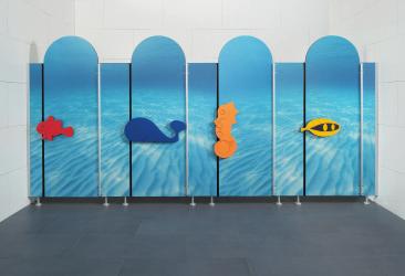 whale, sea horses and mussels Partition wall