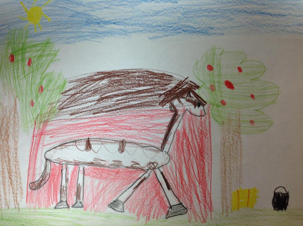 Paintd Hos My animal is black and whit. My animal ats gass, appls, hay, caots. My animal livs in th wild and in on fams.