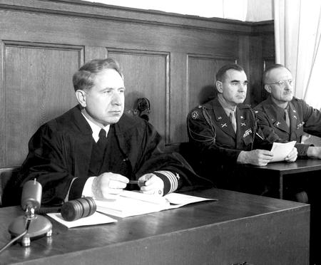 [Image] Judge Michael Musmanno at Nuremberg, 1947 Throughout the interview, MM refers to Musmanno and AW refers to Hitler s barber, August Wollenhaupt. MM: When did you first meet Adolf Hitler?