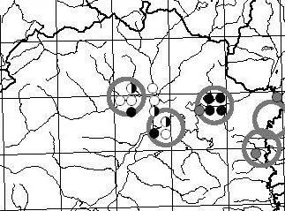 44 Sos, T. Figure 6. Distribution map of the B. bufo and P. viridis in the studied region. Data from this study: black point - B. bufo, white point - P. viridis, half point - both species.