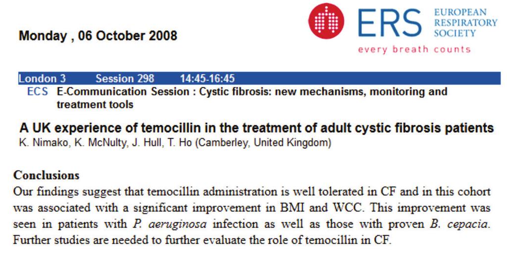 What does temocillin bring in