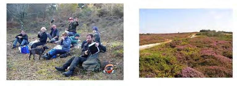Figure 1. A heathland management task (tea break) and (right) the target condition a superb open heath vista.