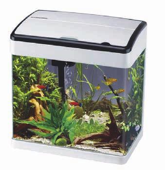 A complete aquarium system including LED lighting & trickle filter.