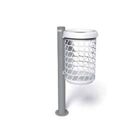 Pomi Litter bin made of a simple cylindrical container made of a laser cut decorated steel