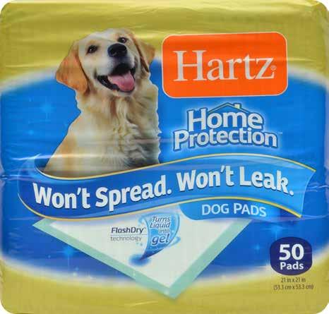 Home Protection Training Pads Hartz Training Pads feature Flash-Dry Technology that instantly turns urine into