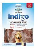 Made in the USA. indigo Smokehouse Strips are healthy and safe alternatives for your dog made with real meat and vacuum-sealed for freshness.