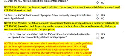 infection control program Does the ASC s infection control program follow nationally recognized infection control guidelines?