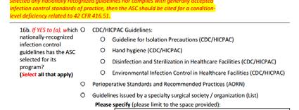 Perioperative Standards and Recommended Practices Guidelines issued by a specialty surgical society / organization (List) Does the ASC have a licensed health care professional qualified