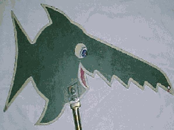 The metal pennant is still in existence, having belonged to Heinrich Lehmann-Willenbrock until his death in 1982. Above: The metal sawfish pennant in a wartime shot.