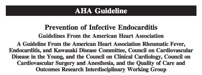 Endocarditis Prophylaxis Endocarditis Prophylaxis American Heart Association, 2007 update Dental procedures: Prophylaxis is recommended only in high risk patients High risk prosthetic