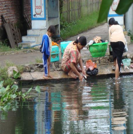 Demak district to wash clothes and bathe in rivers or streams.