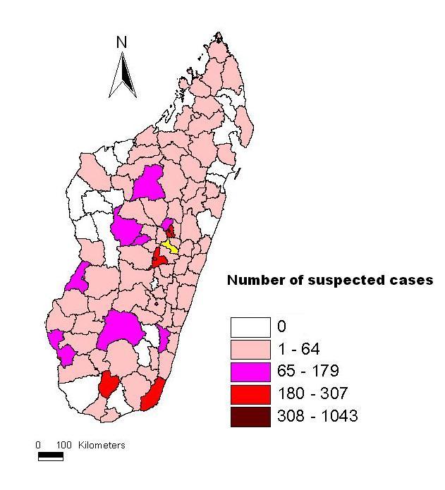 2005 (33 Districts) Reported suspected cases of