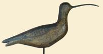 Dowitcher with painted wingtips and feather detail. Possibly Virginia area. Original paint with light gunning wear and minor flaking. Similar to the work of the Hudson family. 300-500 120 121 119.