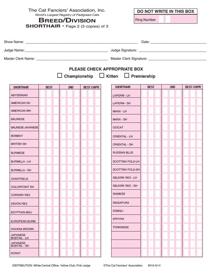 Breed Summary Sheets One LH form and One