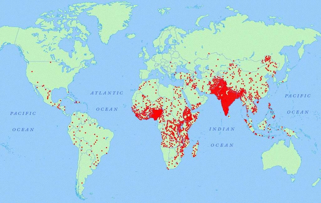 Worldwide Distribution of Child Deaths Each dot
