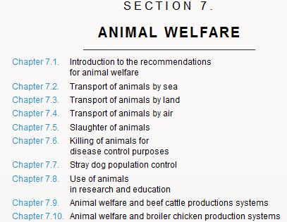 OIE Standards on Animal Welfare