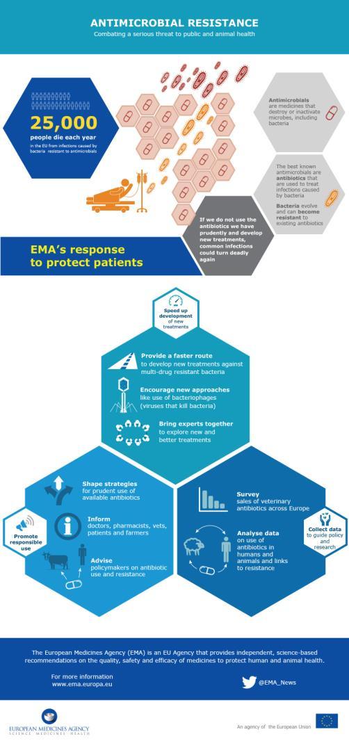 Overview Overview on use of antibiotics for use in animals in the European Union (EU). Short background European Medicines Agency (EMA). EMA approach to threat of antimicrobial resistance (AMR).