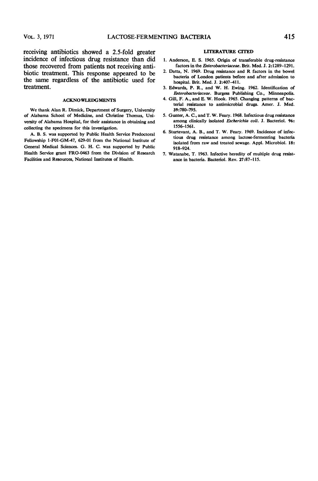 VOL. 3, 1971 LACTOSE-FERMENTING BACTERIA 415 receiving antibiotics showed a 2.