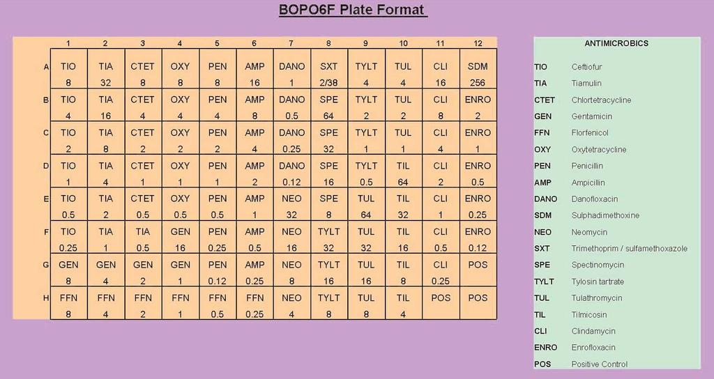 4 New Bovine Porcine Plate with Tulathromycin By Joan Lamprecht, Associate Product Manager, TREK Diagnostic Systems We are pleased to announce the availability of our new Bovine/Porcine plate (Part