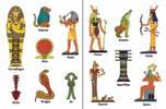 Stickers include chart of hieroglyphic