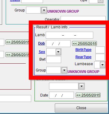 Result / Lamb info: 16 Digit Sheep Genetics ID, this can be a new ID, that will then get imputed into the main database with all the information you have filled in about it getting transferred across.