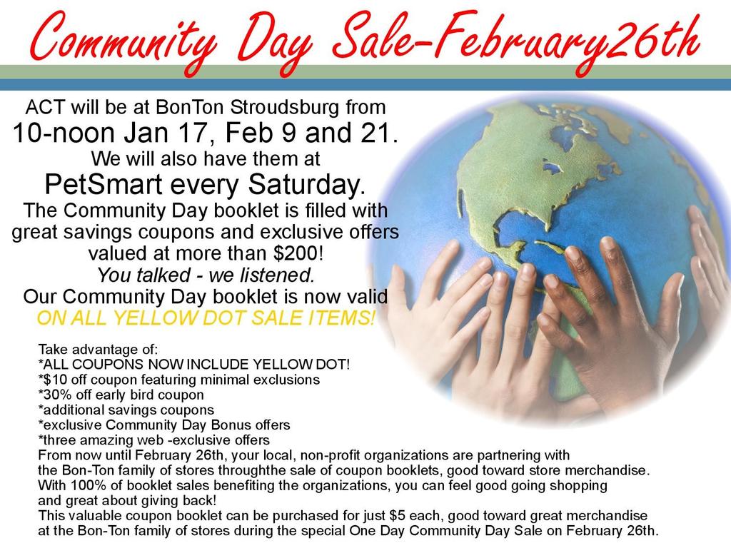 February 2011 Bon Ton department store offered coupon books to local charities.