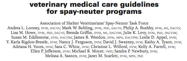 ASV s Veterinary Task Force to Advance Spay/Neuter High quality, high volume spay/neuter programs are efficient surgical initiatives that meet or exceed veterinary medical standards of care in