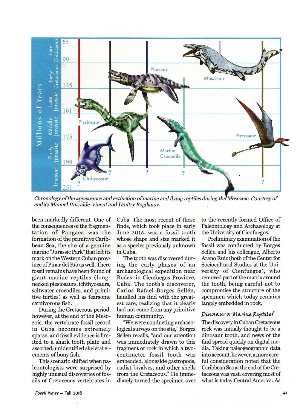 ??? Chronology of the appearance and extinction of marine and flying reptiles during and Manuel Iturralde-Vinent and Dmitry Bogdanov. been markedly different.