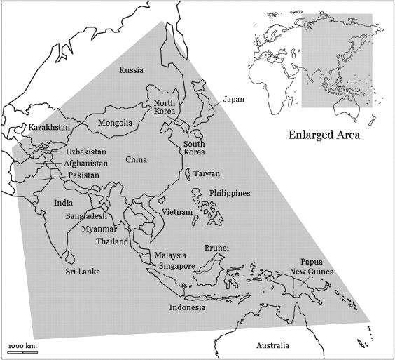 Map of the area where scrub typhus is endemic. Daryl J. Kelly et al.