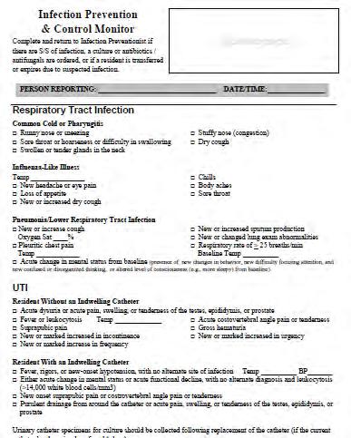 Example of tools for documenting and communicating new signs/symptoms IP Form courtesy of Ellen Bartlett, Houlton Regional Hospital, Maine