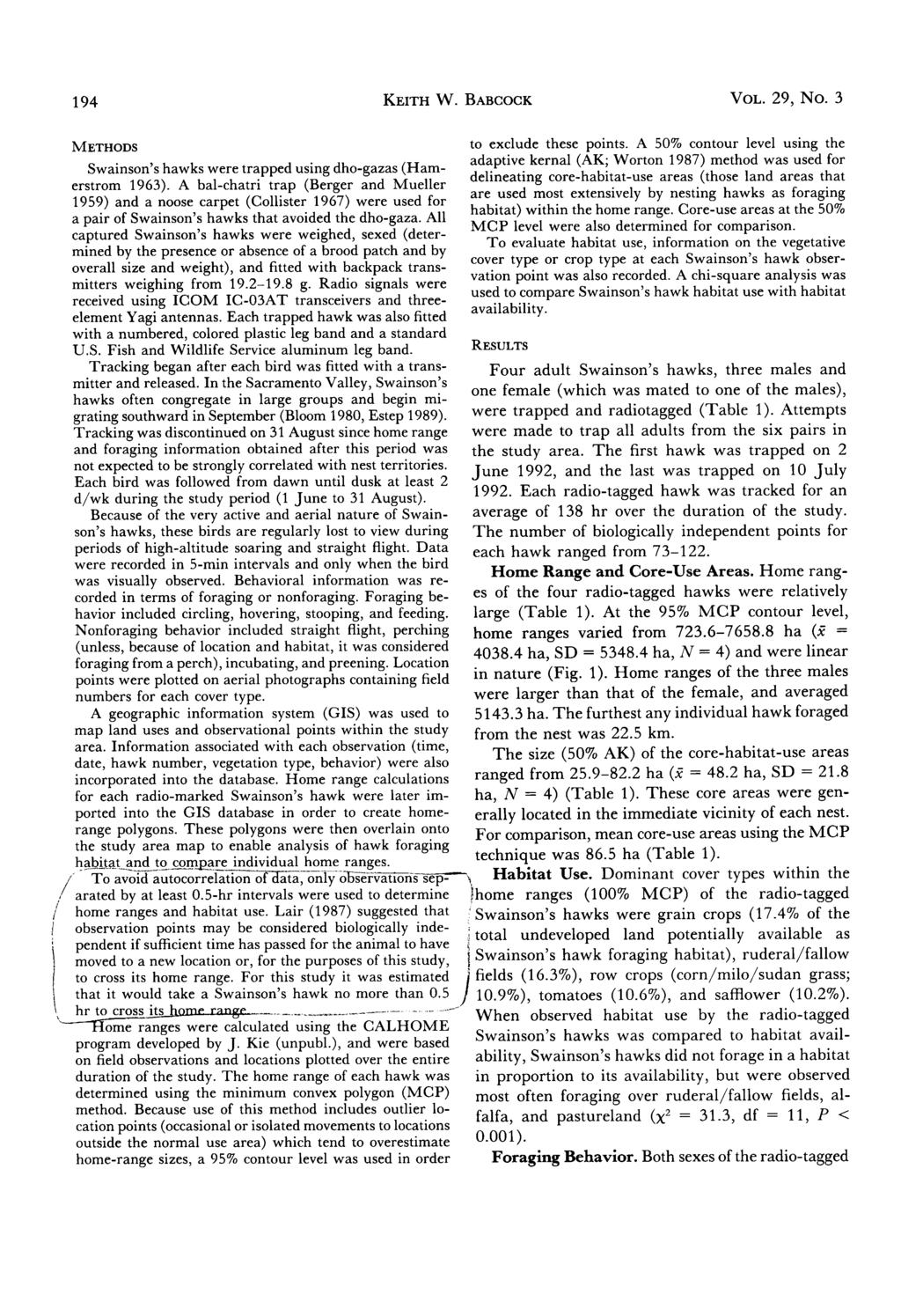 194 KEITH W. BABCOCK VOL. 29, NO. 3 METHODS to exclude these points.