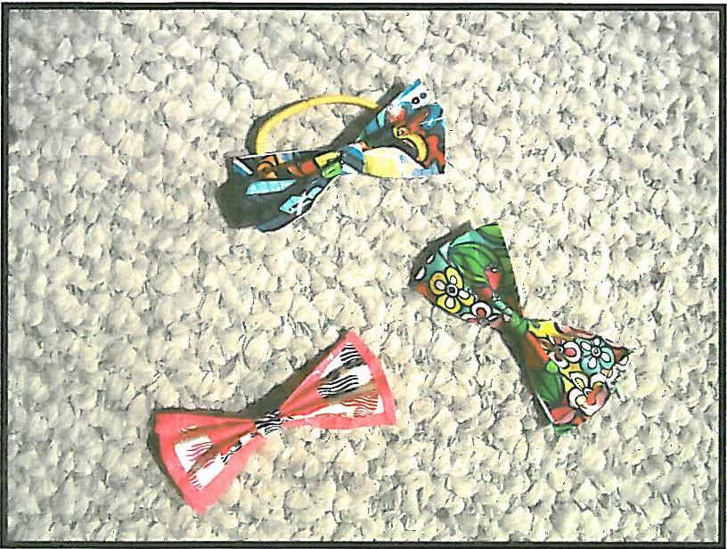Craft Corner by: Elise F., Age 10 How to Make a Duct Tape Bow You will need: -Duct Tape in various colors/patterns -Scissors -Hairpins or ponytail holders Here are the steps: 1.