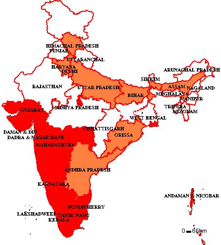 Leptospirosis in India (1984-2008) States reporting human outbreaks States reporting sporadic human