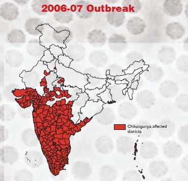 Chikungunya re-emergence, emergence, India (2006-07) 07) Epidemics reported 1963