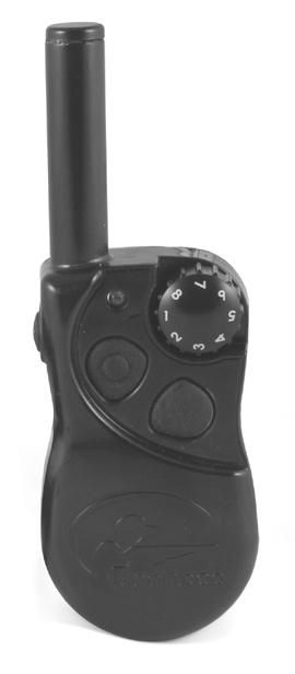 Transmitter Indicator Light: Indicates that a button is pressed and also serves as a low battery indicator. Upper Button: This button is factory-set to deliver Continuous Stimulation.
