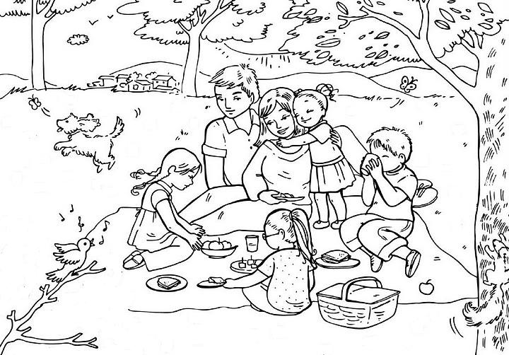 2. Look at this picture. A Picnic What are they doing NOW? (5 marks) The first one has been done for you. Family Vella is out in the countryside. It is a fabulous morning.