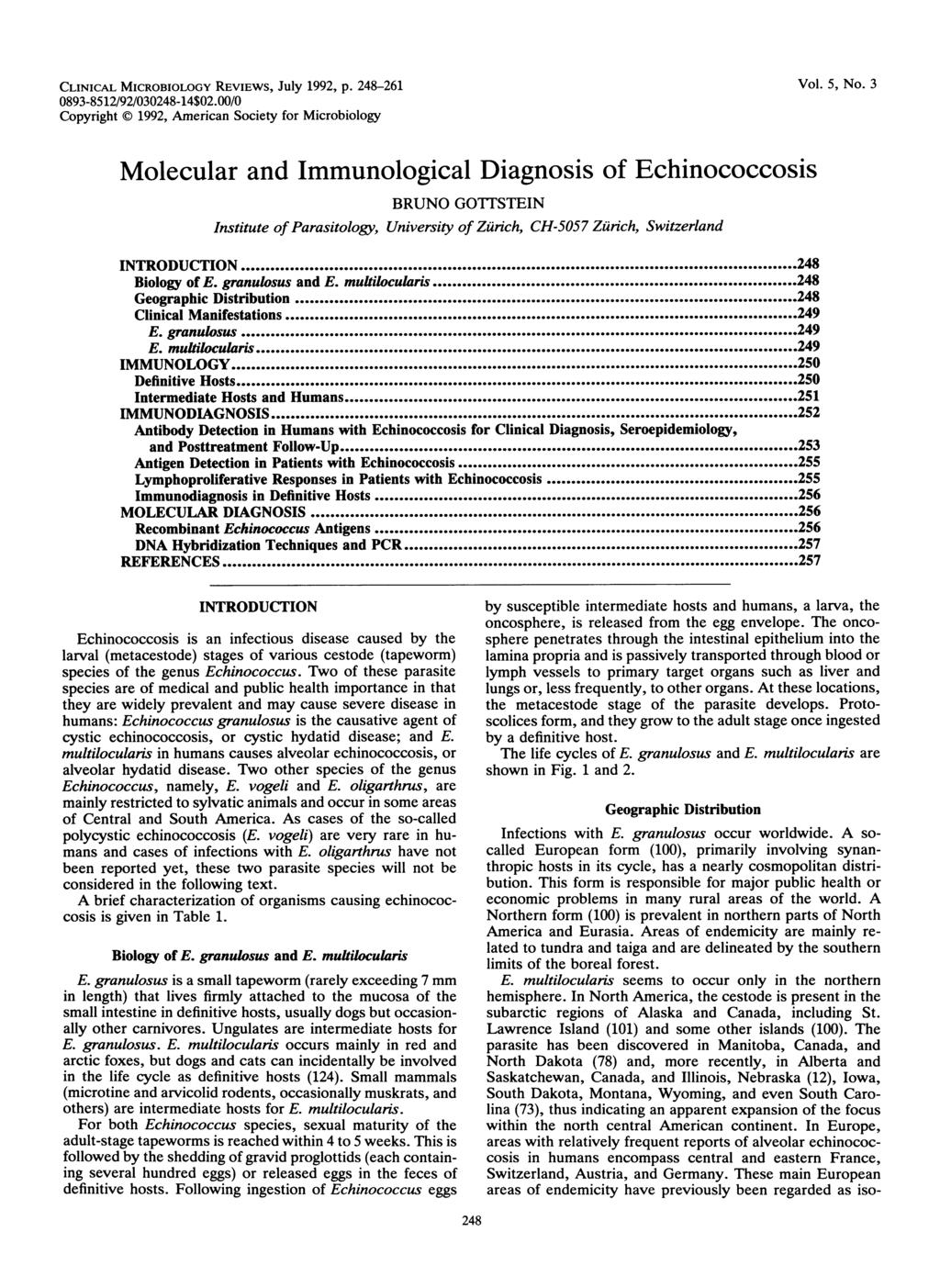 CLINICAL MICROBIOLOGY REVIEWS, July 1992, p. 248-261 Vol. 5, No. 3 0893-8512/92/030248-14$02.