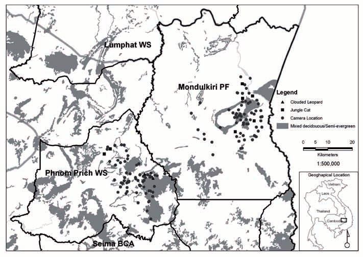 Gray et al. 20 Fig. 1. Location of camera-traps (and all jungle cat and clouded leopard records) within Mondulkiri Protected Forest and Phnom Prich Wildlife Sanctuary, eastern Cambodia.