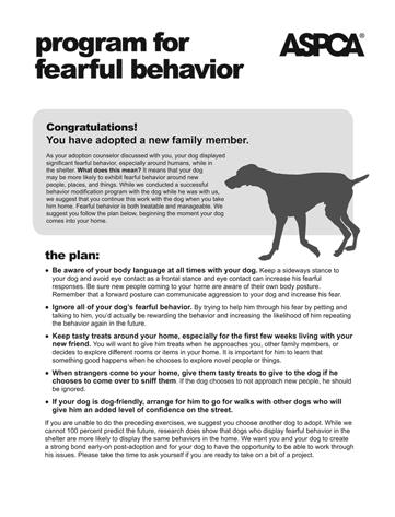 behavior modification protocols One of a series of ASPCA Behavior Modification Protocols developed by Emily Weiss, Ph.D.