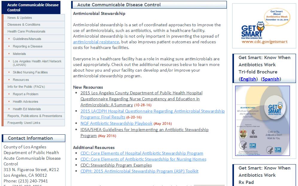 Antimicrobial Stewardship & Resources LACDPH Website: