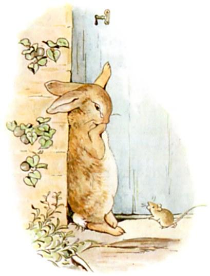 He found a door in a wall; but it was locked, and there was no room for a fat little rabbit to squeeze underneath.