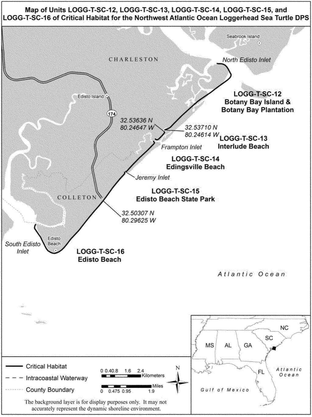 18056 Federal Register / Vol. 78, No. 57 / Monday, March 25, 2013 / Proposed Rules State Park and the Town of Edisto Beach). (5) LOGG T SC 16 Edisto Beach: This unit consists of 6.8 km (4.